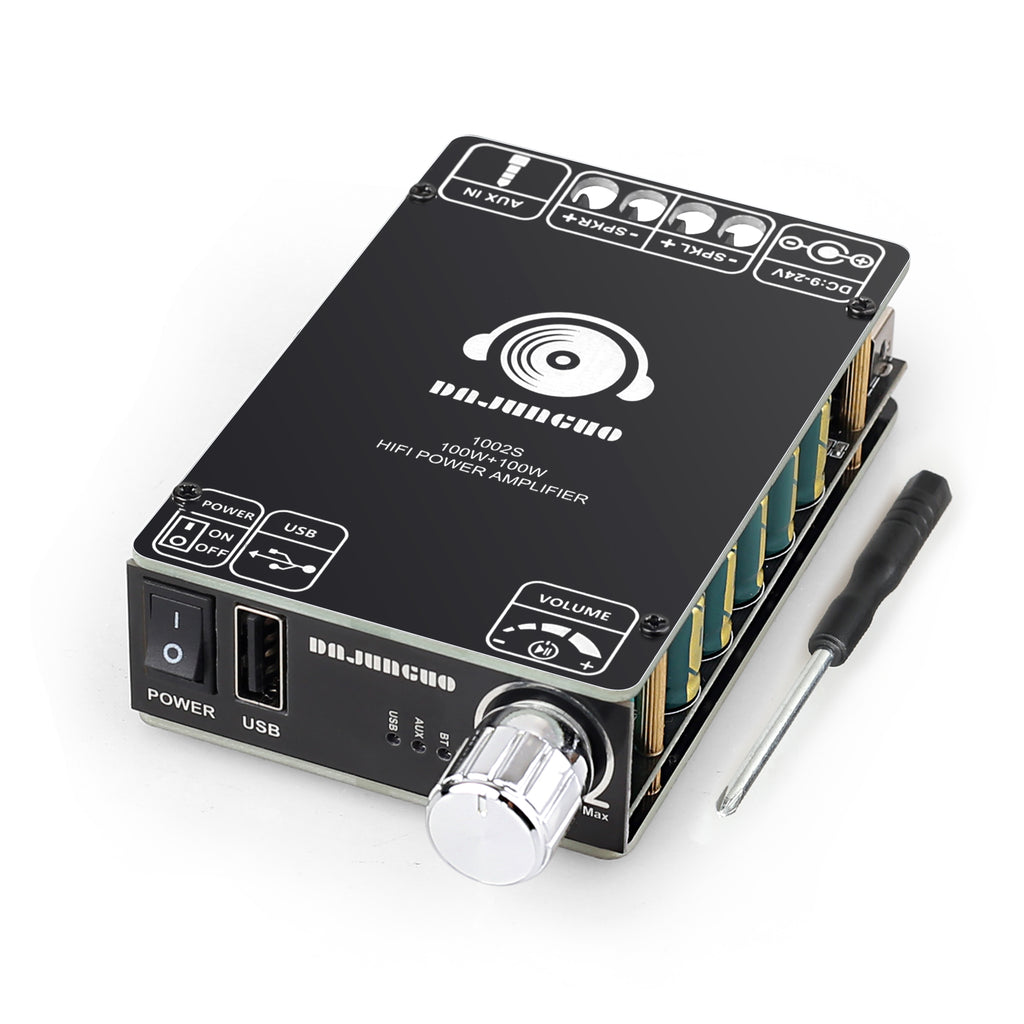 DAJUNGUO 1002S 2.0 Bluetooth Amplifier Board with Dual TPA3116D2 Chips, 100W+100W Power Output  DC :12-24V