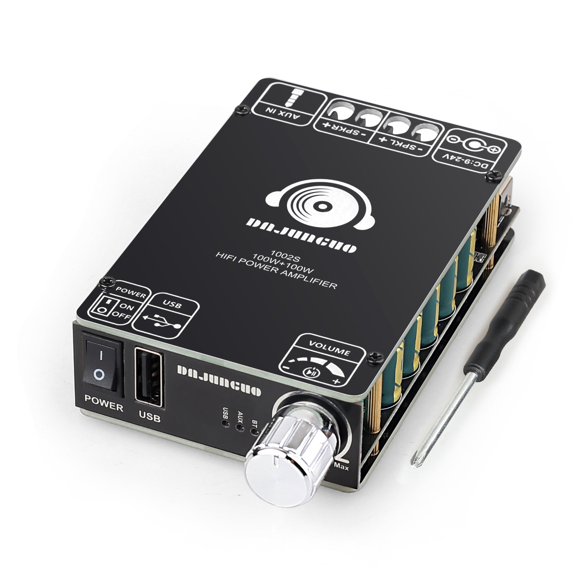 DAJUNGUO 1002S 2.0 Bluetooth Amplifier Board with Dual TPA3116D2 Chips, 100W+100W Power Output  DC :12-24V