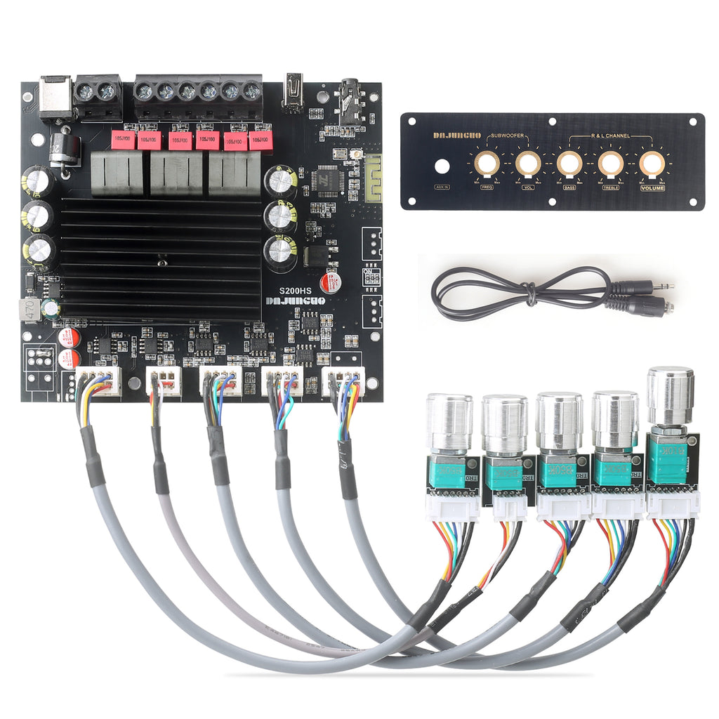 DAJUNGUO S200HS-W Power Amplifier Board Bluetooth5.2 TPA3221 Chip with Subwoofer 2.1 Channel 100W×2+200W,Audio Power Amplifier Module
