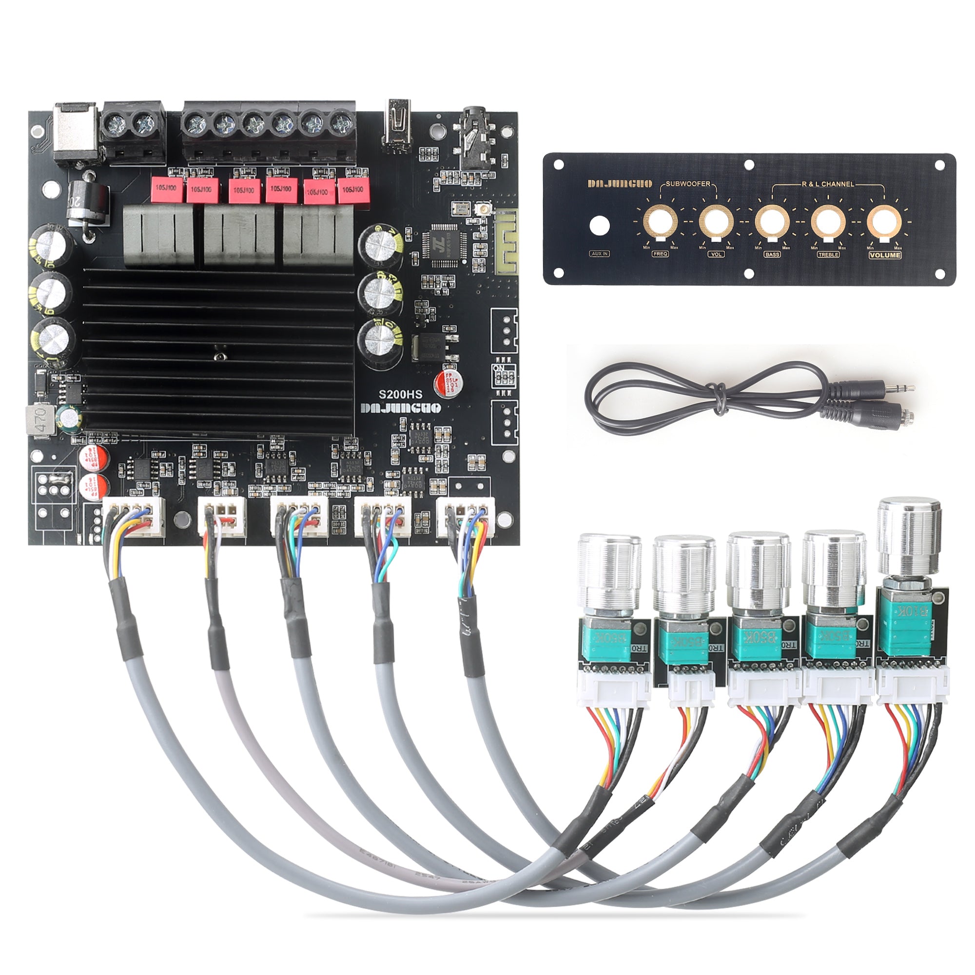 DAJUNGUO S200HS-W Power Amplifier Board Bluetooth5.2 TPA3221 Chip with Subwoofer 2.1 Channel 100W×2+200W,Audio Power Amplifier Module