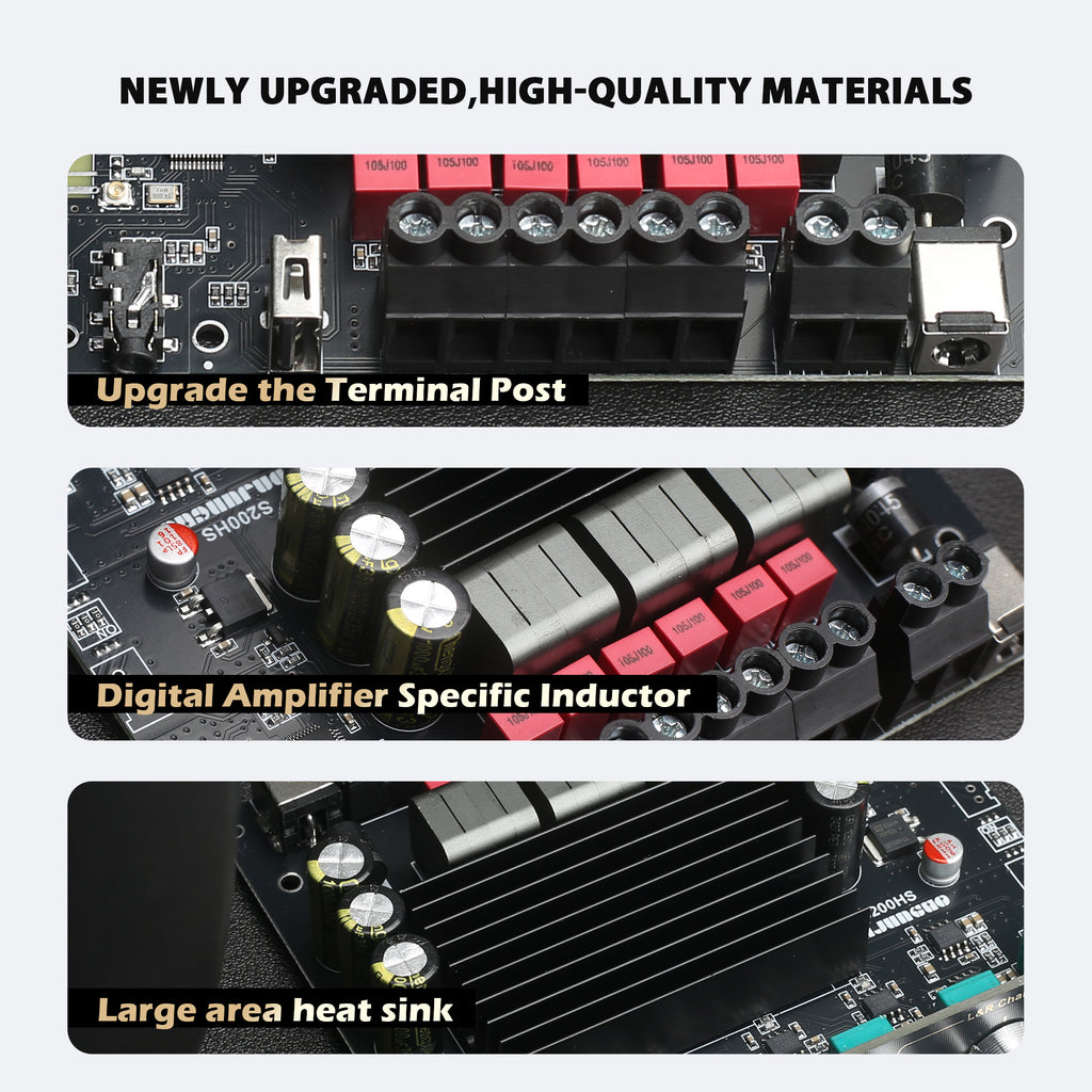 S200HS Power Amplifier Board Bluetooth5.2 TPA3221 Chip with Subwoofer 2.1 Channel 100W×2+200W,Audio Power Amplifier Module