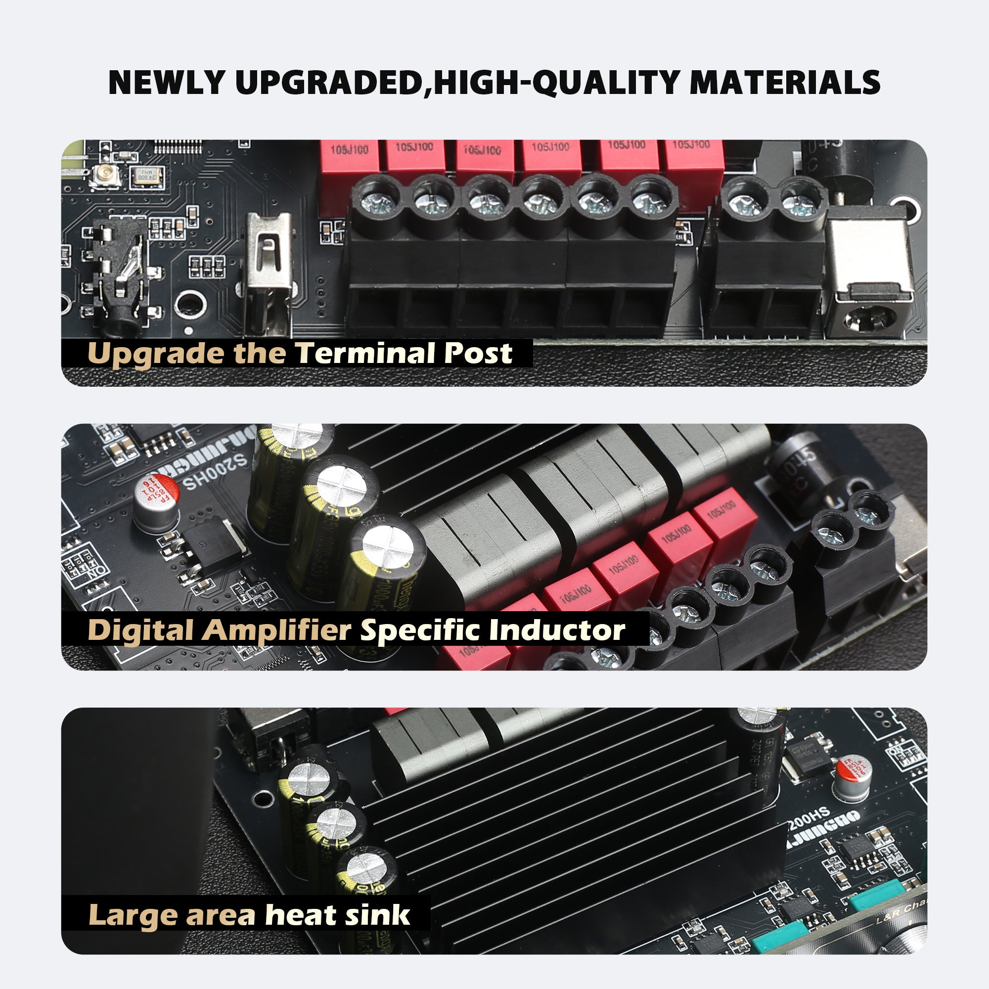 S200HS Power Amplifier Board Bluetooth5.2 TPA3221 Chip with Subwoofer 2.1 Channel 100W×2+200W,Audio Power Amplifier Module